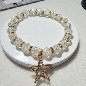 Gold-Star Clear Bead Stretch Bracelet - Women's Jewelry
